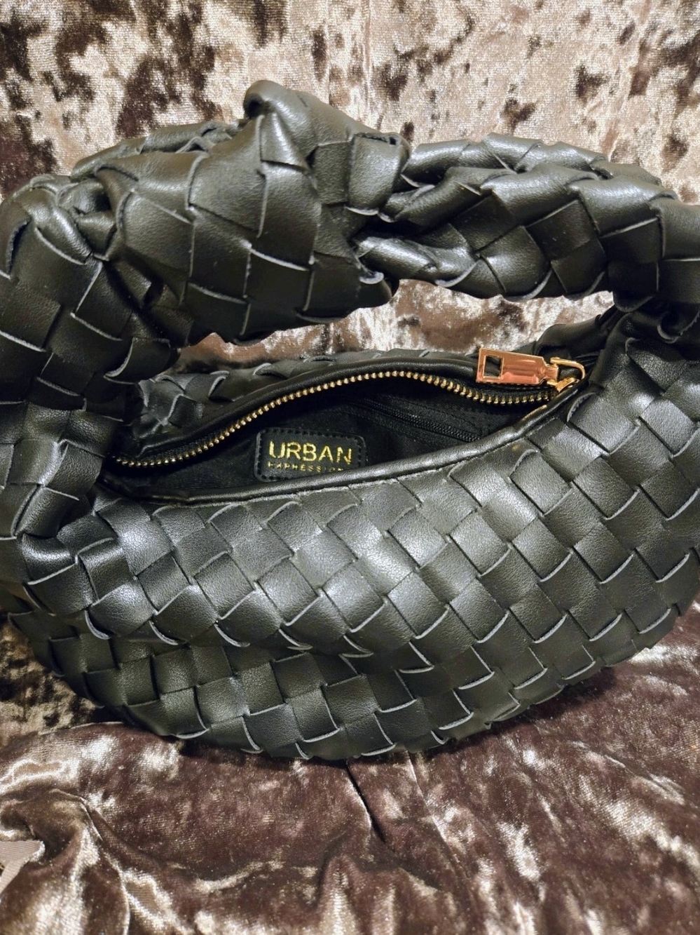 Urban Expressions Black Woven Tracy Hobo Shoulder Bag